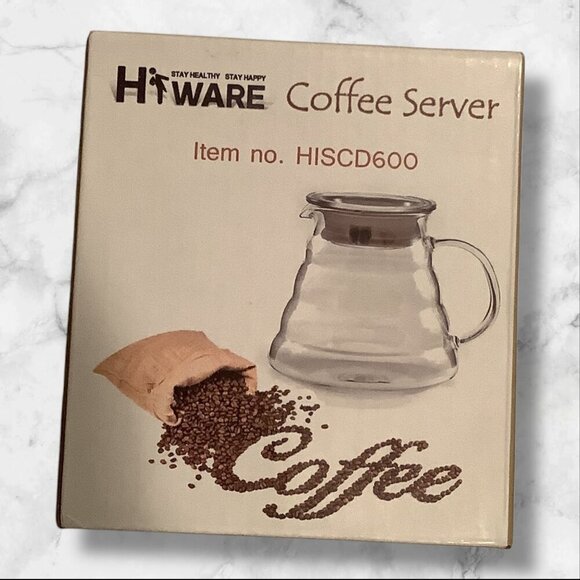 Hiware Coffee Server Heat-Proof Glass HISC600 Cone-Shaped Design No Top - Picture 4 of 10